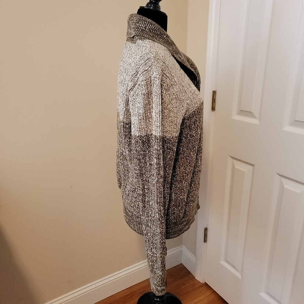 Goodfellow Shawl Collar Grandpa Button Cardigan Brown,Cream Evergreen Size XL - Picture 3 of 9